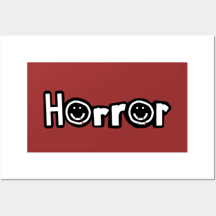 Horror Typography Smiley Face Halloween Black and White Text Posters and Art